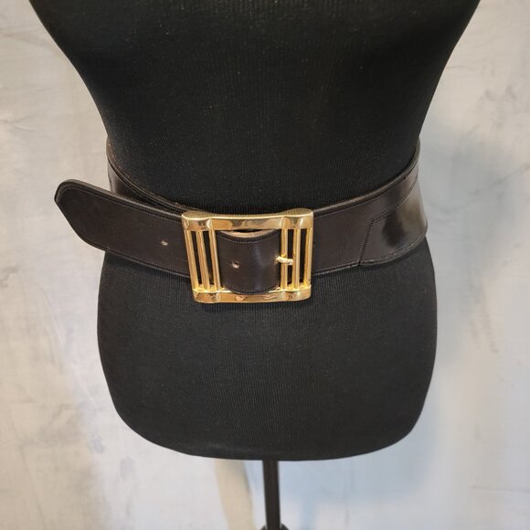 Women\'s Vintage Cinch Black Leather Belt Italian Designer Brand Linea Pelle Sz S main image 10